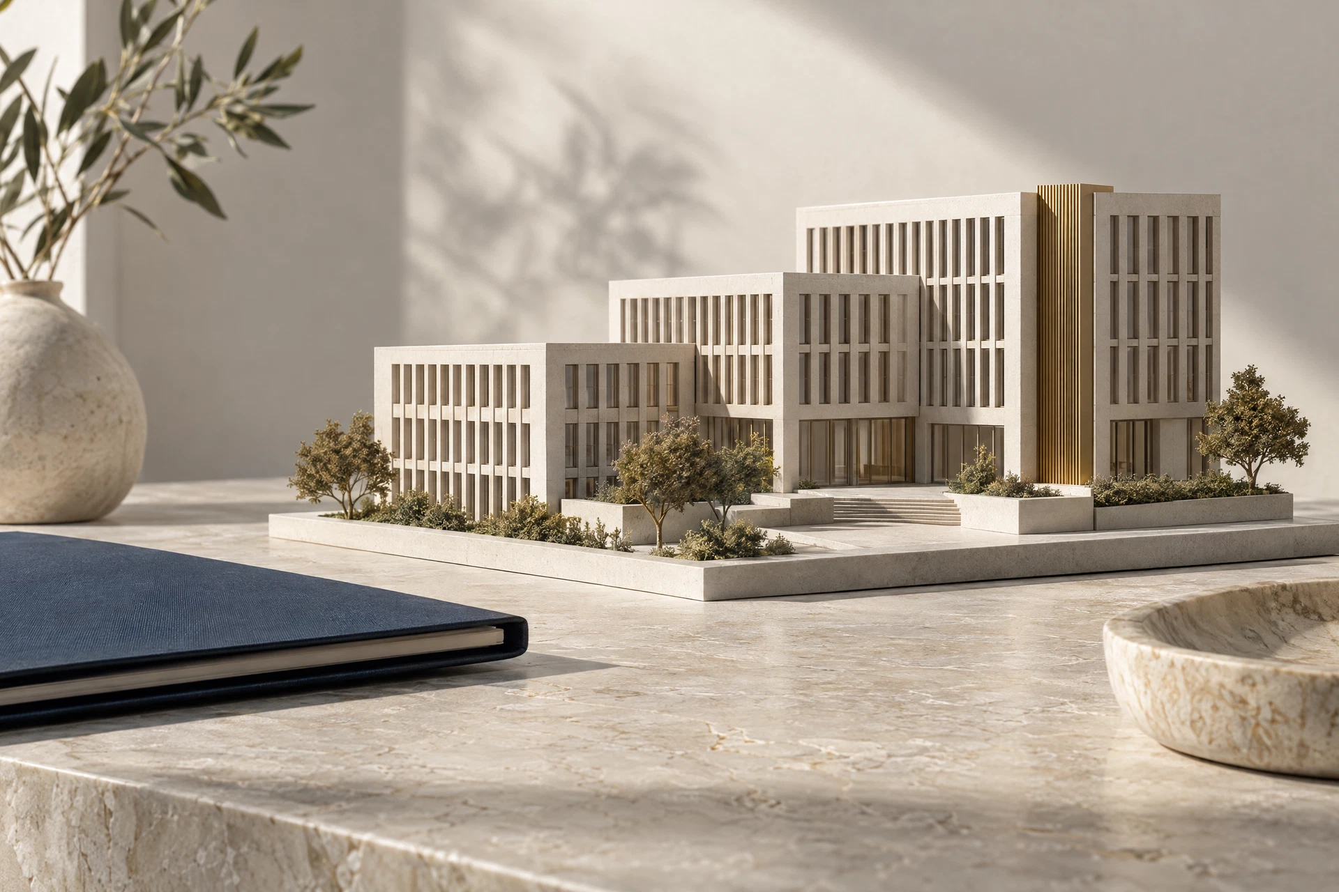 Maquette architecturale et dossier de projet, illustration d’un développement préparé et structuré